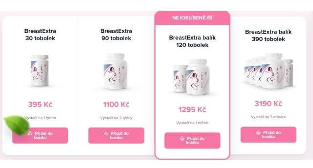 Dostupná balení doplňku stravy breastextra